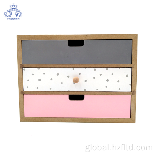 Wooden Jewelry Organizer Storage Box Small Desktop Decorative 3 Drawer Wooden Storage Organizer Supplier